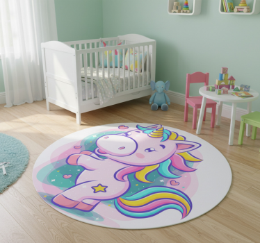 Mosolygó mesebeli egyszarvú színes vinil szőnyeg gyerekek - TenStickers