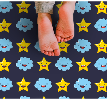 Mosolygós csillagfelhők vinil szőnyeg csillagok - TenStickers