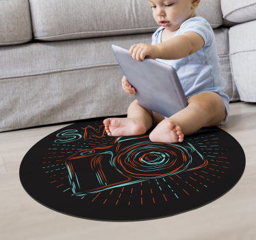 Neon kamera illusztráció vinil szőnyeg gyerekek - TenStickers