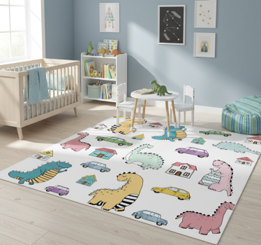 Nordic dinoszauruszok a városban vinil szőnyeg állat - TenStickers