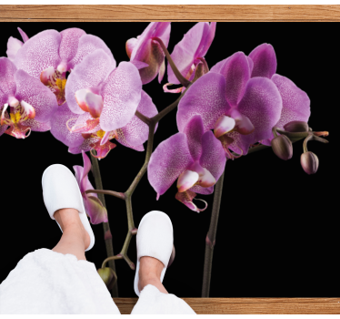 Orchidea fekete háttér virágszőnyeg - TenStickers