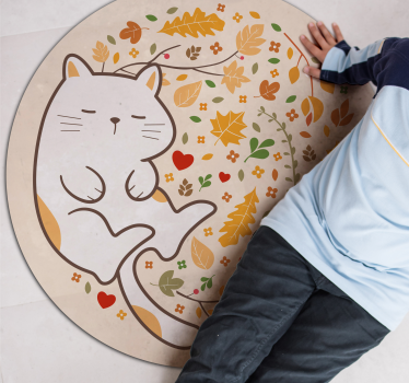 őszi macska illusztráció vinil szőnyeg mások - TenStickers