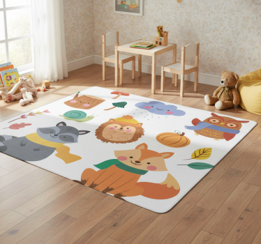 Őszi virágok és állatok vinil szőnyeg - TenStickers