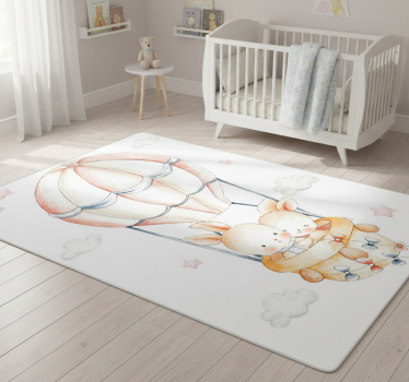 Pasztell nyuszik léghajón vinil szőnyeg állat - TenStickers