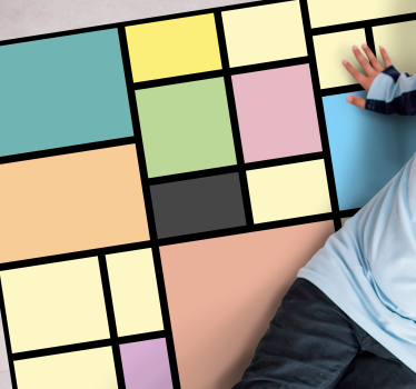 Patchwork pasztell színű blokkok négyzet alakú szőnyeg - TenStickers