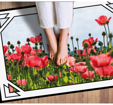 Piros és zöld pipacs mező virágszőnyeg - TenStickers