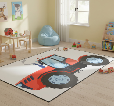 Piros mezőgazdasági traktor vinil szőnyeg Állat - TenStickers