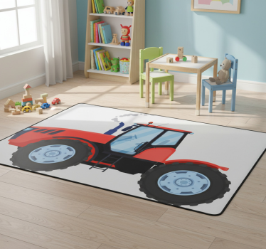 Piros új traktor vinil szőnyeg gyerekeknek - TenStickers
