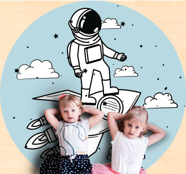 Rakéta űrhajós és csillagok hálószoba szőnyeg - TenStickers