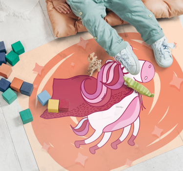 Repülő szuperhős egyszarvú bakelit szőnyeg - TenStickers
