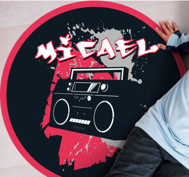 Retro boombox témájú vinil szőnyeg nevekkel - TenStickers