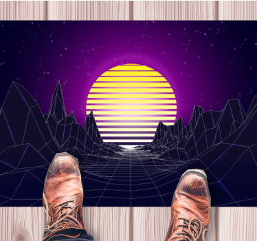Retro futurisztikus táj vinil szőnyeg modern - TenStickers
