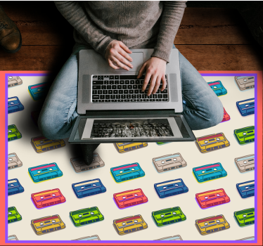 Retro sokszínű kazettás mintás retro szőnyeg - TenStickers