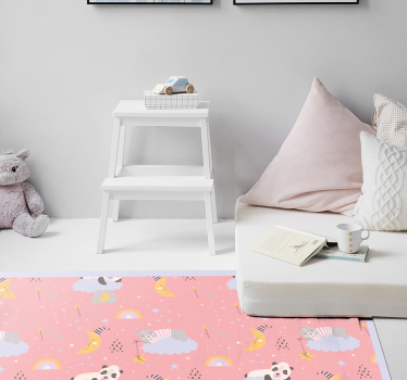 Rózsaszín háttér pandas gyerekek bakelit szőnyeg - TenStickers
