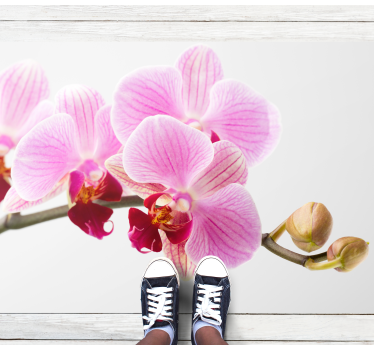 Rózsaszín orchidea minta vinil szőnyeg virágok és növények - TenStickers