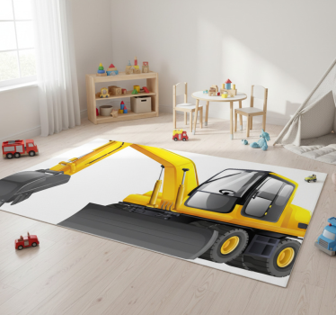 Sárga-fekete 3d buldózer gyerek vinil szőnyeg - TenStickers