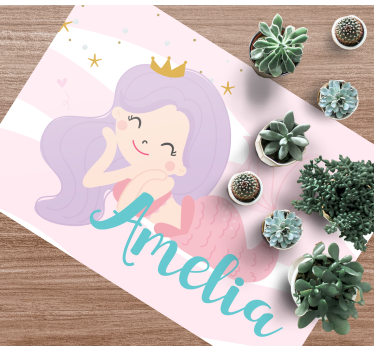 Sellő hercegnő neve gyerekek vinyl szőnyeg - TenStickers