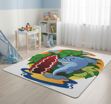 Surfing delfin vinil szőnyeg gyerekek - TenStickers