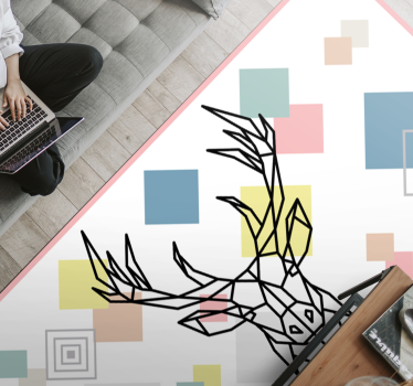 Szarvas fej nyomtatás geometriai alakzatokra nordic stílusú szőny - TenStickers