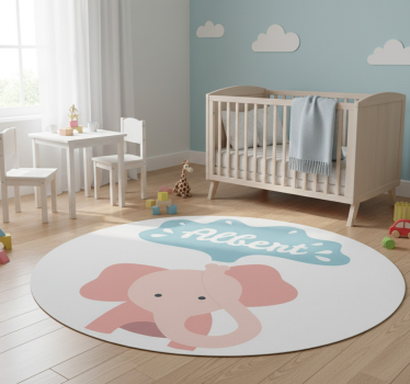 Névvel ellátott kis elefánt vinil szőnyeg gyerekeknek - TenStickers