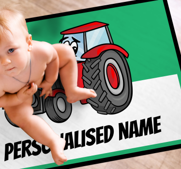 Személyre szabott piros traktor személyre szabott vinil szőnyeg - TenStickers