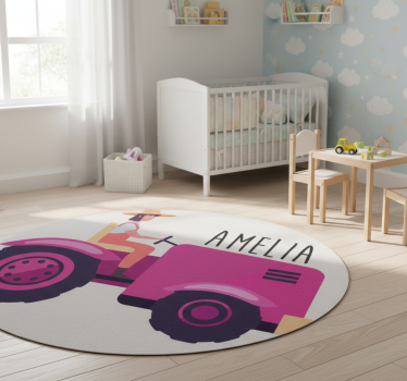 Személyre szabott traktor kaland vinil szőnyeg állat - TenStickers