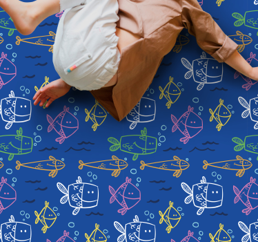 Szeszélyes hal illusztráció vinil szőnyeg gyerekek - TenStickers