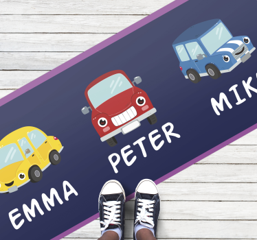 Színes autók személyre szabott vinil szőnyeg - TenStickers