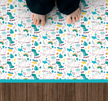 Színes dino kaland vinil szőnyeg óvodák - TenStickers
