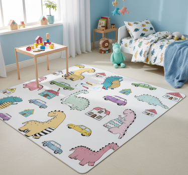 Színes dinoszaurusz figurák vinil szőnyeg állat - TenStickers