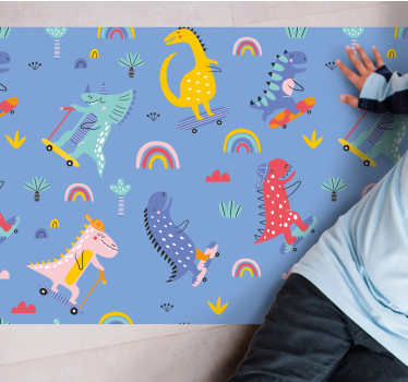Színes dinoszaurusz kaland vinil szőnyeg gyerekek - TenStickers