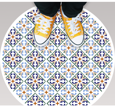 Geometrikus kék árnyalatok vinil szőnyeg csempe hatás - TenStickers