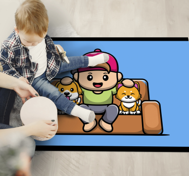 Fiú háziállatokkal vinil szőnyeg gyerekek - TenStickers