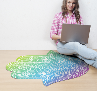 Színes kéz szimbólum vinil szőnyeg mandala - TenStickers