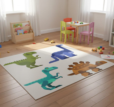 Színes mozgó dinoszauruszok vinil szőnyeg állat - TenStickers