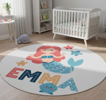 Színes sellő névvel vinil szőnyeg gyerekeknek - TenStickers