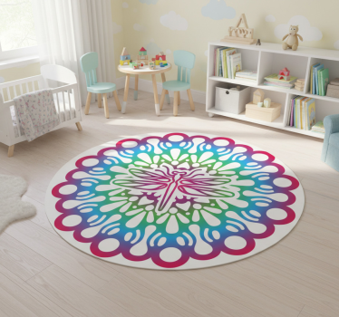 Színes szitakötő mandala vinil szőnyeg állat - TenStickers