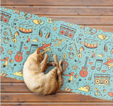 Színes szüreti hangjegyek minta téglalap alakú juta szőnyeg - TenStickers