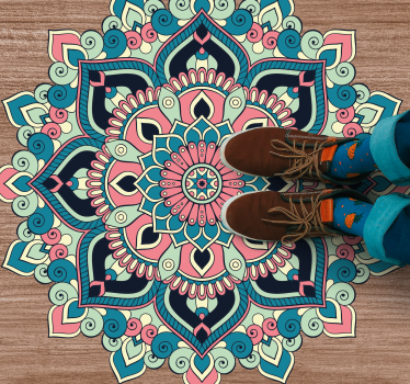 Színes virágos elem vinil szőnyeg mandala - TenStickers