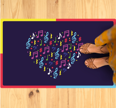 Színes zenei szív vinil szőnyeg mások - TenStickers
