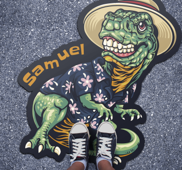 T rex dinoszaurusz nyaralás hálószoba szőnyegen - TenStickers