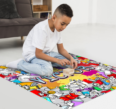 Többszínű graffiti személyre szabott vinilszőnyeg - TenStickers