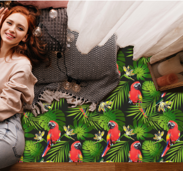 Tropical parrots greenery vinil szőnyeg természet - TenStickers