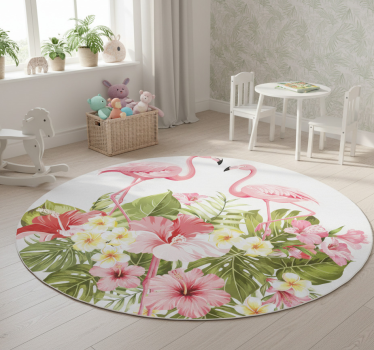 Tropical virág flamingó vinil szőnyeg állat - TenStickers