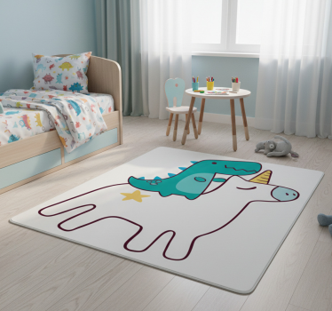 Unikornis és dinoszaurusz mesevinil szőnyeg gyerekeknek - TenStickers
