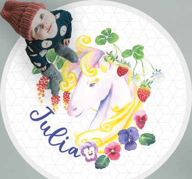 Egyedi unikornis virágos vinil szőnyeg tiniknek - TenStickers
