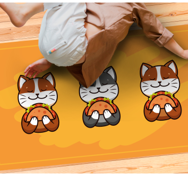 Vicces macska eszik egy taco konyha padló - TenStickers