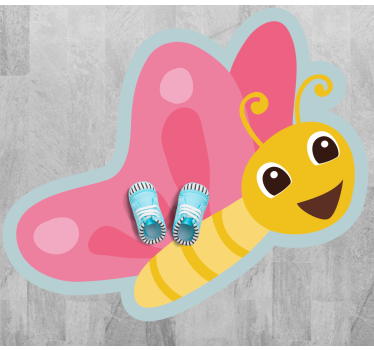 Vicces pillangó rózsaszín szárnyakkal állati szőnyeg - TenStickers