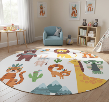 Vicces törzsi állatok vinil szőnyeg gyerekeknek - TenStickers