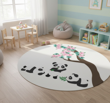 Vidám panda klán vinil szőnyeg állat - TenStickers